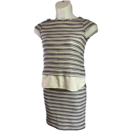Ann Taylor 2PC Boatneck Blue & Ivory Top SZ XXS With Matching Skirt 2P SKU0642 - Picture 3 of 17